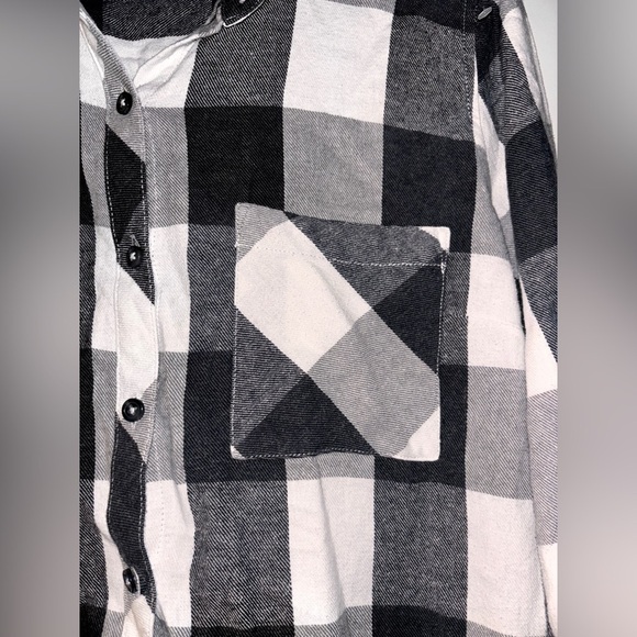 Woolrich Black White‎ Buffalo Plaid Shirt Jacket Men XL Heavy Cotton Vintage - Picture 5 of 8